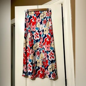 Silky floral midi skirt modest